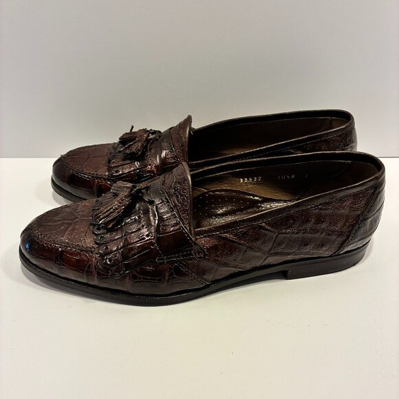 Bruno Magli “Jared” Brown Genuine Crocodile Tassel Loafers – Italian Luxuy main image 6